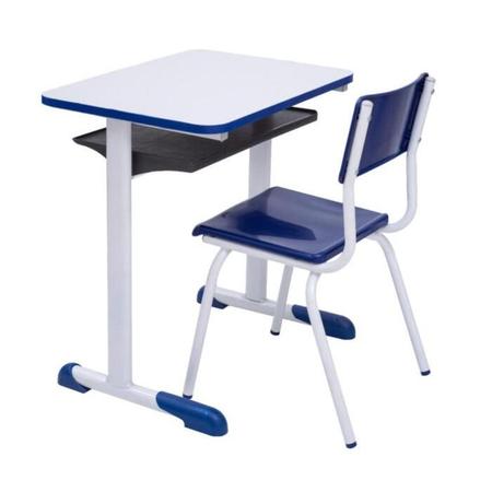 Imagem de Conjunto Escolar Individual  (Mesa e Cadeira)  INFANTIL  MDF   Cor Azul - 4105