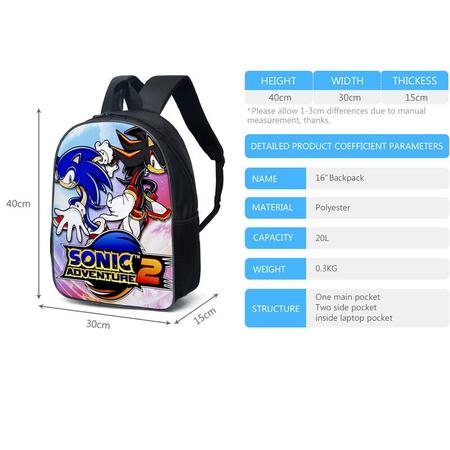 Imagem de Conjunto escolar, mochila, lancheira e estojo para lápis Sonic Kids