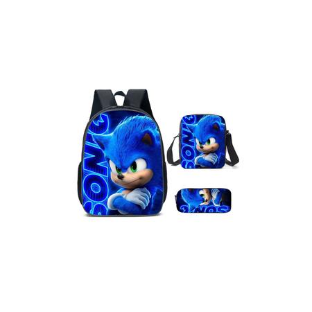 Conjunto escolar, mochila, lancheira e estojo para lápis Sonic Kids - Lightbek Official Store Imagem de Conjunto escolar, mochila, lancheira e estojo para lápis Sonic Kids