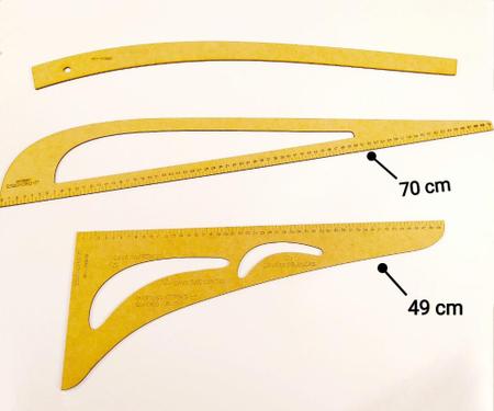 Imagem de Conjunto Esquadro e Régua Costura com 03 Peças 1504 MDF - Sun Special