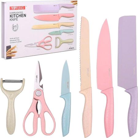 Conjunto Facas Chef Coloridas Top Tesoura Em Cores Modernas - Laurus Imagem de Conjunto Facas Chef Coloridas Top Tesoura Em Cores Modernas