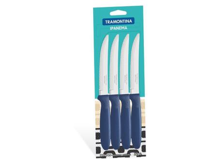 Imagem de Conjunto facas churrasco 12 pcs ipanema azul laminas de aco inox e cabos de polipropileno tramontina