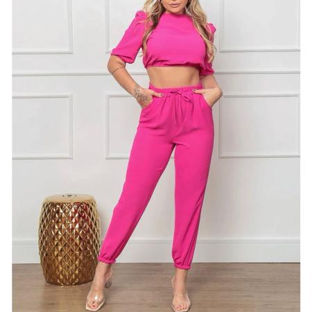 Conjunto feminina duna calça jogger e cropped moda confortável