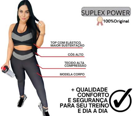 Conjunto Feminino Academia com Calça Legging e Cropped Fitness sem Bojo