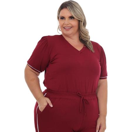 Imagem de Conjunto Feminino Blusa e Calça Plus Size Malha Moda Curvy