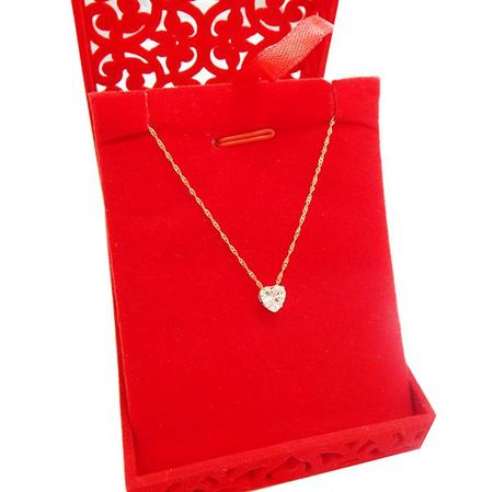 Imagem de Conjunto Feminino de Ouro 18k Coração Gargantilha Singapura + Brincos