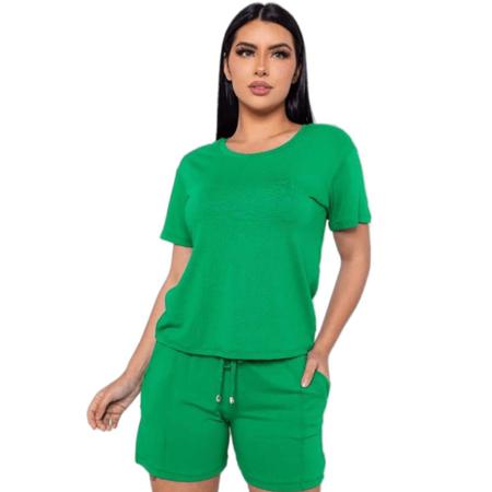 Conjunto Feminino Short e Blusa Malha Elastano Shortinho Verão Dia a Dia Moda Blogueira - Blanco Store Imagem de Conjunto Feminino Short e Blusa Malha Elastano Shortinho Verão Dia a Dia Moda Blogueira