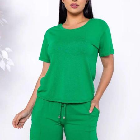 Conjunto Feminino Short e Blusa Malha Elastano Shortinho Verão Dia a Dia Moda Blogueira - Blanco Store Imagem de Conjunto Feminino Short e Blusa Malha Elastano Shortinho Verão Dia a Dia Moda Blogueira