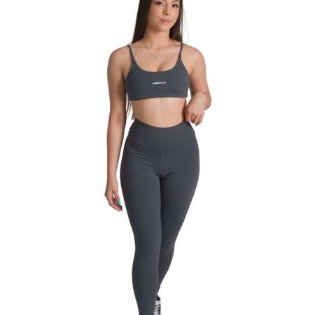 Imagem de Conjunto Fitness Feminino Top e Legging Cinza Metal Suplex Poliamida