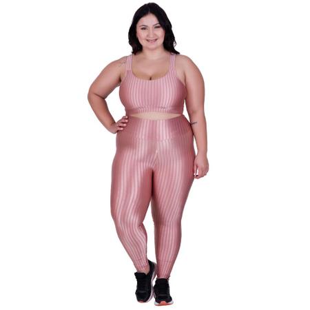 Conjunto Fitness Plus Size Para Academia Malha Suplex GG e XG Calça Legging  + Top