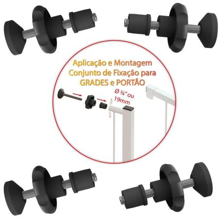 Imagem de Conjunto Fixação Grade Portão Tubo 3/4