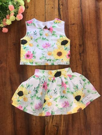 Conjunto de store girassol roupa