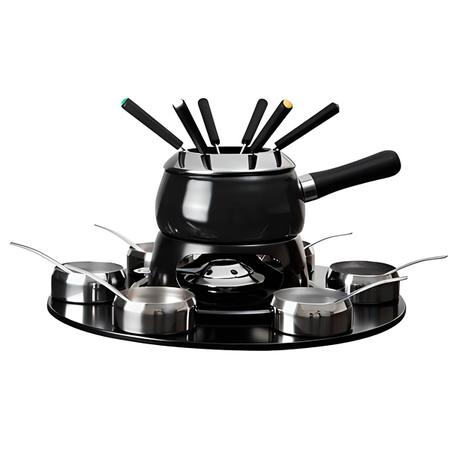 Imagem de Conjunto Fondue Base Giratória Panela 1,45L com 23 Peças Preto HH7879A Euro