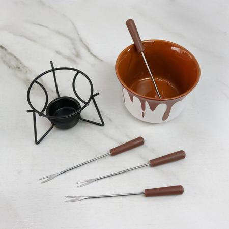 Imagem de Conjunto fondue chocolate de ceramica 6 peças 385ml - QUERO PRESENTEAR