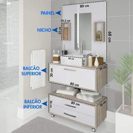 Imagem de Conjunto Gabinete Banheiro Completo Cuba Painel Balcão + Garantia