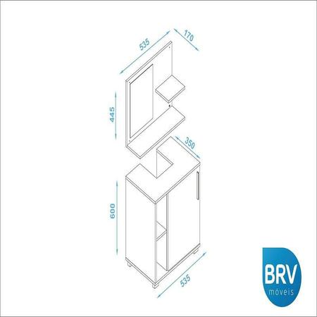 Imagem de Conjunto Gabinete Para Banheiro Painel + Balcão Bbn19 - Branco