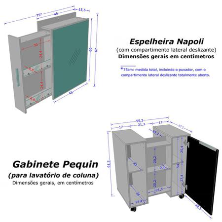 Imagem de Conjunto Gabinete Pequin C/ Espelheira Napoli