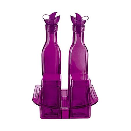 Conjunto galheteiro colorido 4 peças c/ suporte roxo - euro home Imagem de Conjunto galheteiro colorido 4 peças c/ suporte roxo - euro home