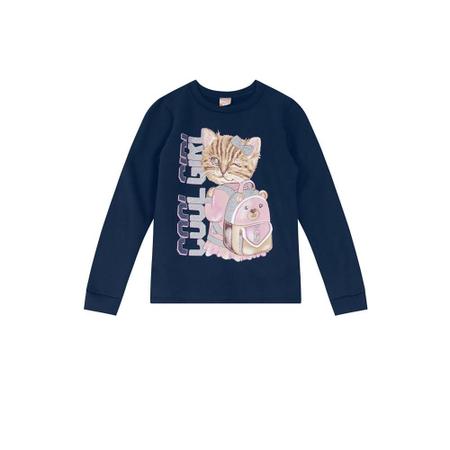 Imagem de Conjunto Gatinho Infantil Menina Azul Claro Brandili