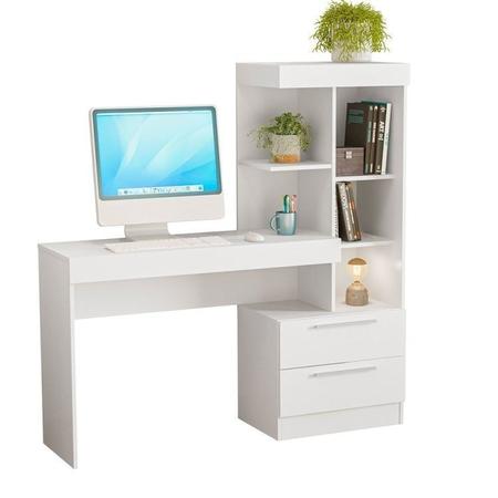 Imagem de Conjunto Home Office 2 Peças 1 Escrivaninha com Estante 1 Armário 2 Portas Espresso Móveis