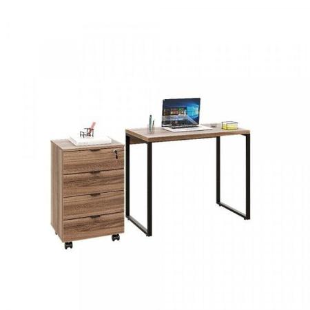 Imagem de Conjunto Home Office 2 Peças com 1 Escrivaninha e 1 Gaveteiro 4 Gavetas Kuadra Compace