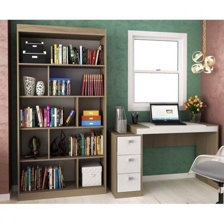 Imagem de Conjunto Home Office com Escrivaninha e Estante para Livros Móveis