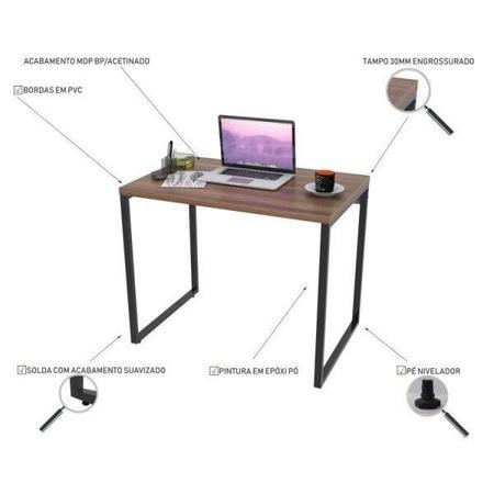 Imagem de Conjunto Home Office Industrial 2 Peças com 1 Escrivaninha 90cm e 1 Estante Compace 60cm 5 Prateleir
