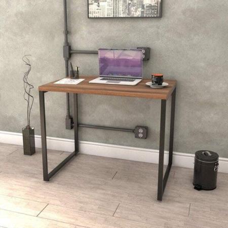 Imagem de Conjunto Home Office Industrial 2 Peças com 1 Escrivaninha 90cm e 1 Estante Compace 60cm 5 Prateleir