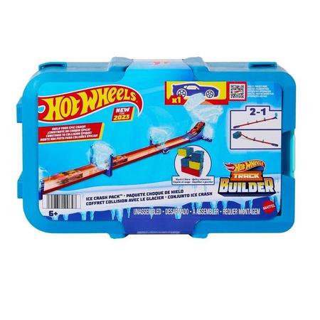 Imagem de Conjunto Hot Wheels Track Builder Caixa Pequena De Acrobacias Ice Crash Com Carrinho Mattel