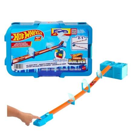 Imagem de Conjunto Hot Wheels Track Builder Caixa Pequena De Acrobacias Ice Crash Com Carrinho Mattel