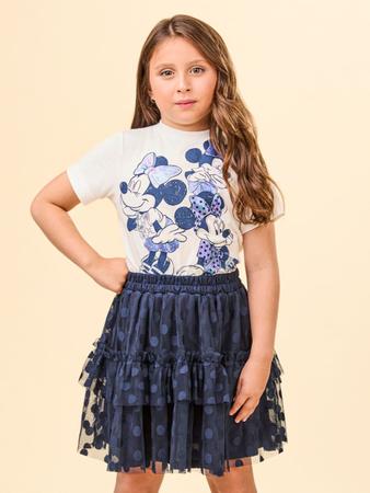 Imagem de Conjunto Infantil Animê Verão Saia Marinho Tule e Blusa Minnie Disney