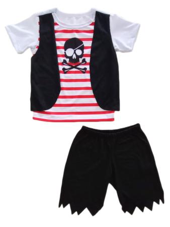 fantasia de pirata masculina de bermuda e blusa branca com colete