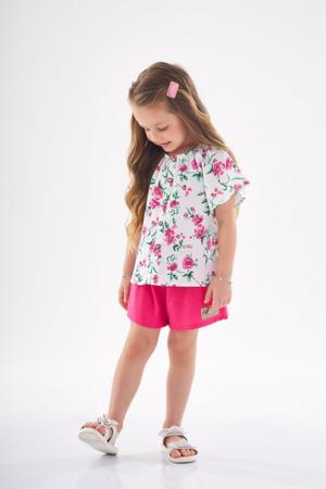 Imagem de Conjunto infantil feminino Up Baby bata florida e shorts