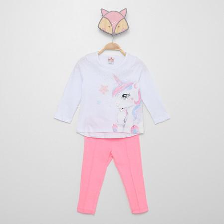 Conjunto Blusão e Legging Infantil Menina Unicorn Melão Brandili