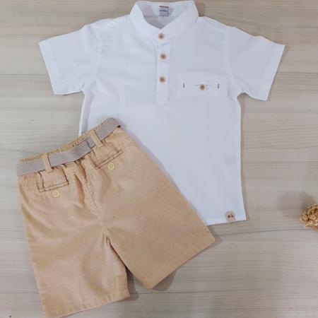 Conjunto Infantil Masculino Esporte Fino com Camisa Bata e Bermuda
