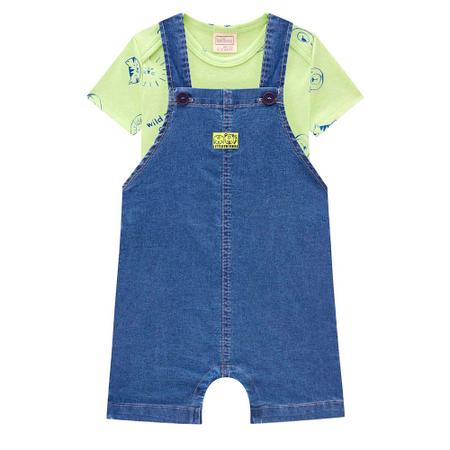 Imagem de Conjunto Infantil Masculino LucBoo Body e Jardineira Jeans