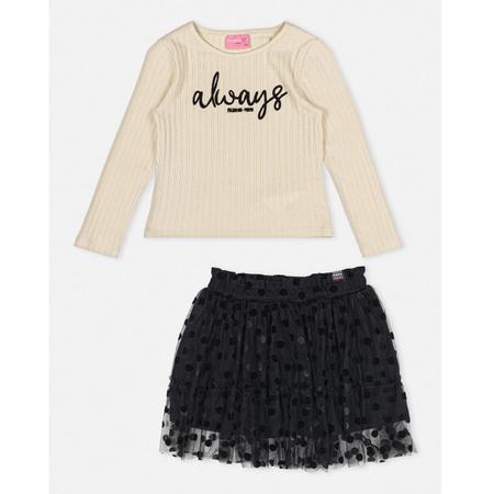 Conjunto Infantil Menina Blusa Ribana Saia Tule Momi Conjunto