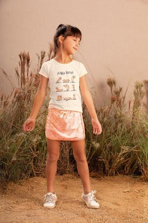 Conjunto infantil menina em cotton e short saia em moletom - Tam 2