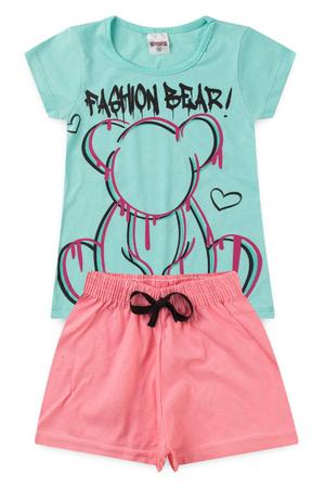 Imagem de Conjunto Infantil Menina Fashion Bear Verde Água