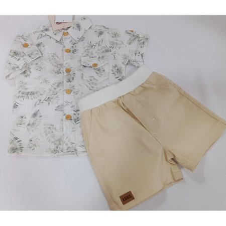 Imagem de Conjunto Infantil Menino Camisa Coqueiro + Shorts Sarja 7374