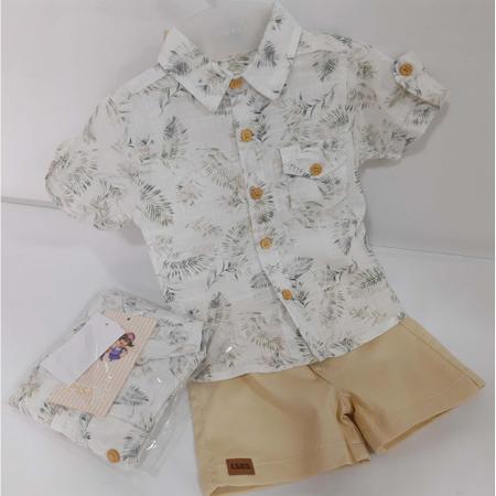 Conjunto Infantil Menino Camisa Coqueiro + Shorts Sarja 7374 - Lessa Kids Imagem de Conjunto Infantil Menino Camisa Coqueiro + Shorts Sarja 7374