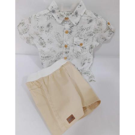 Imagem de Conjunto Infantil Menino Camisa Coqueiro + Shorts Sarja 7374