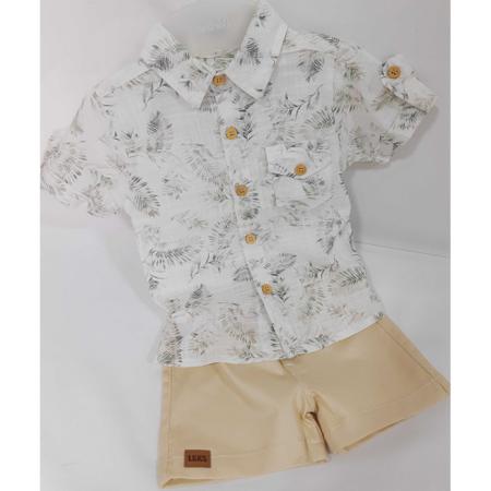 Conjunto Infantil Menino Camisa Coqueiro + Shorts Sarja 7374 - Lessa Kids Imagem de Conjunto Infantil Menino Camisa Coqueiro + Shorts Sarja 7374