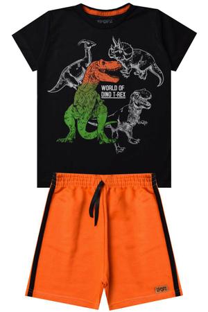 Imagem de Conjunto Infantil Menino Dinossauros Preto e Laranja