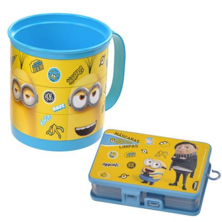 Imagem de Conjunto infantil Minions porta máscaras e caneca divertida Plasutil