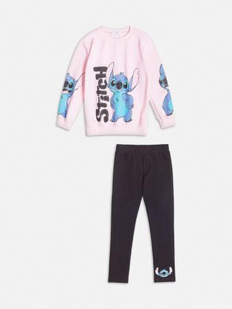 Imagem de Conjunto Infantil Momi Inverno Legging e Moletom Rosa Stitch