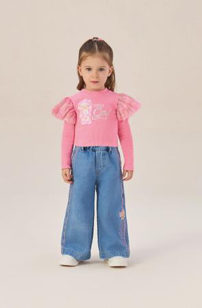 Imagem de Conjunto Infantil Petit Cherie Inverno Com Calça Jeans e Blusa Rosa Ursinha