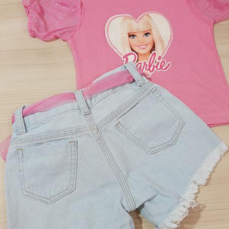 Conjunto Blusa Com Short Moda Infantil Barbie Verão Meninas - Mimos da Babih