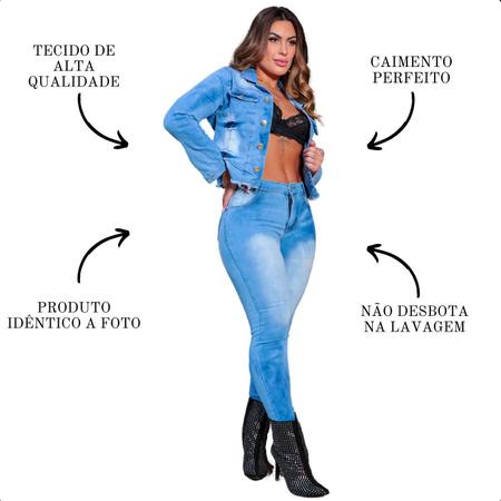 Conjunto Jeans Feminino Calça e Jaqueta Cropped - Stillger - Conjunto de  Roupa Feminina - Magazine Luiza