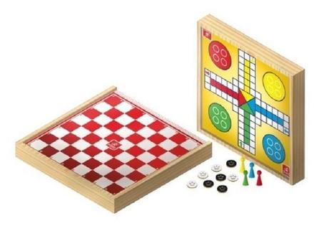 Conjunto Jogo 2x1 Tabuleiro Damas E Ludo Estojo Madeira - Junges Brinquedos  - Jogo de Dominó, Dama e Xadrez - Magazine Luiza